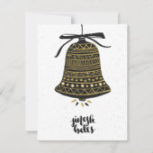 Gold und Black Jingle Bells Feiertagskarte (Vorderseite)