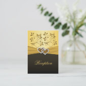 Gold und Black Joined Hearded Empfang Card Begleitkarte (Stehend Vorderseite)