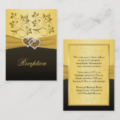 Gold und Black Joined Hearded Empfang Card Begleitkarte (Vorne/Hinten)