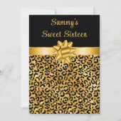 Gold und Black Leopard Print 16 . Geburtstag Einladung (Vorderseite)