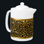 Gold und Black Leopard Tiermuster<br><div class="desc">Teekanne. Mit einem schönen Metallgold und schwarzem Leopardenmuster. Ein charmanter Akzent, um Ihre Zuhause zu ergänzen oder um ein Hauswärmeschenk zu geben. 📌 Wenn Sie weitere Anpassungen benötigen, klicken Sie bitte auf den Button "Weitere Anpassungen vornehmen" oder "Design anpassen oder bearbeiten" und verwenden Sie unser Designwerkzeug, um die Größe, den...</div>