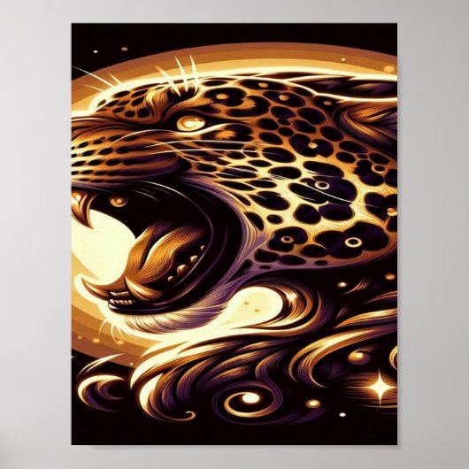 Gold- und Black Leopard-Wand oder Türplakat Poster (Vorne)