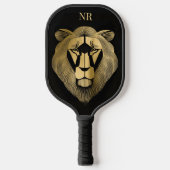 Gold und Black Lion Moderner Chic Klassik Mit Mono Pickleball Schläger (Vorderseite)