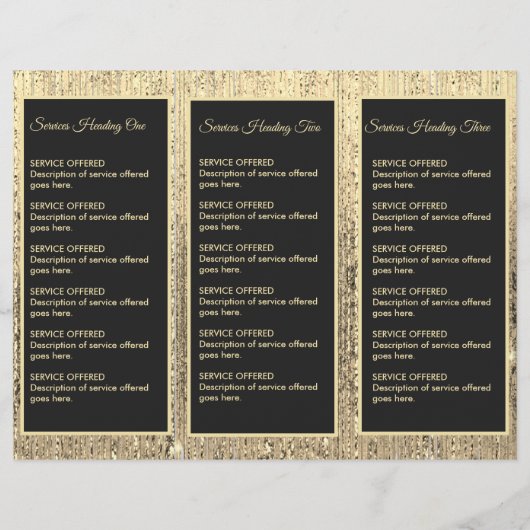 Gold und Black Menu & Pricing Flyer (Hinten)