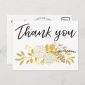 Gold und Black Modern Floral Cluster Vielen Dank Postkarte (Vorne/Hinten)