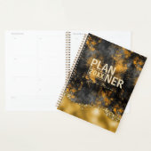 Gold und Black Modern Gold Glitzer Personalisiert Planer (Anzeige)