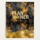 Gold und Black Modern Gold Glitzer Personalisiert Planer (Vorderseite)