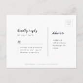 Gold und Black Modern Simple Script Hochzeit RSVP Einladungspostkarte (Rückseite)