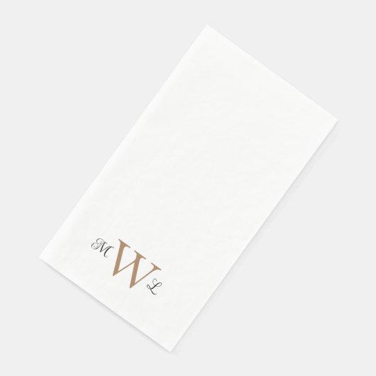 Gold und Black Monogram White-Elegante Hochzeit Serviette (Ecke)