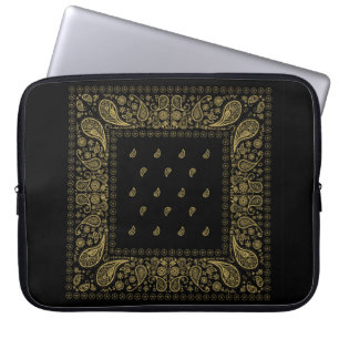 Gold und Black Paisley Design Laptopschutzhülle