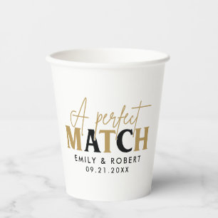 Gold und Black Perfect Match Wedding Gift Pappbecher