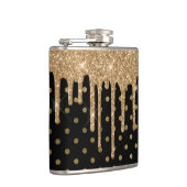 Gold und Black Polka Dot Flask Flachmann (Rechts)