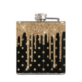 Gold und Black Polka Dot Flask Flachmann (Rückseite)