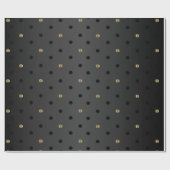 Gold und Black Polka Punkte auf Sheen Black Satin Geschenkpapier (Flach)