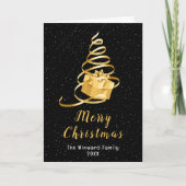 Gold und Black Ribbon Geschenk Frohe Weihnachten (Vorderseite)