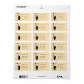 Gold und Black Saxophone Sheet Music Labels Adressaufkleber (Vorne)