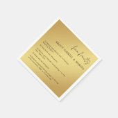 Gold und Black Script Fun Fakten Neuauflage Hochze Serviette (Ecke)
