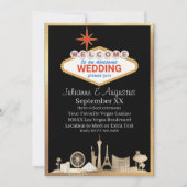 Gold und Black Skyline Las Vegas Wedding Einladung (Vorderseite)