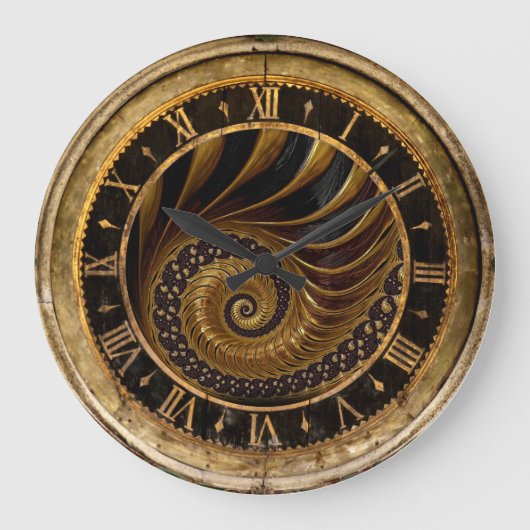 Gold- und Black-Spirale-Uhr Große Wanduhr (Vorderseite)