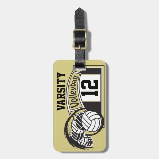 Gold und Black Sporty Volleyball 🏐 Gepäckanhänger (Vorderseite vertikal)