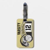 Gold und Black Sporty Volleyball 🏐 Gepäckanhänger (Rückseite vertikal)