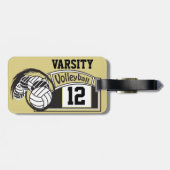 Gold und Black Sporty Volleyball 🏐 Gepäckanhänger (Rückseite horizontal)