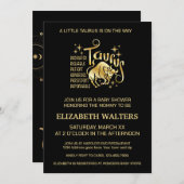 Gold und Black Taurus Zodiac Baby Dusche Einladung (Vorne/Hinten)
