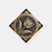 Gold- und Black Tulip-Design Serviette (Ecke)