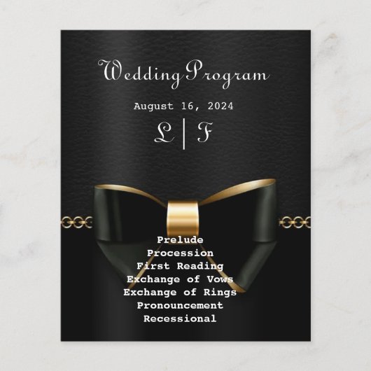 Gold- und Black Tuxedo-Hochzeitsprogramm (Vorderseite)