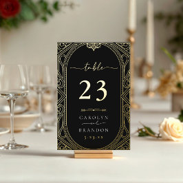 Gold und Black Verziert Wedding Tischnummer Card