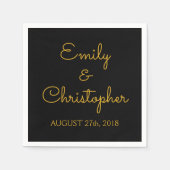 Gold und Black Wedding oder Empfang Einfache Napki Serviette (Vorderseite)