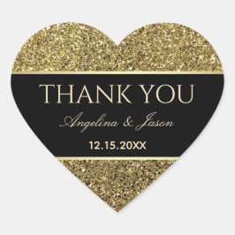 Gold und Black Wedding Vielen Dank für Ihr Interes Herz-Aufkleber