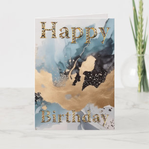 Gold und blau abstrakt Alles Gute zum Geburtstag Karte