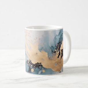 Gold und Blau abstrakt Kaffeetasse