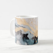 Gold und Blau abstrakt Kaffeetasse (Vorderseite Links)