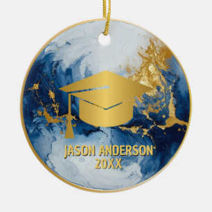 Gold und Blau Benutzerdefinierter Abschluss Schmuc Keramik Ornament