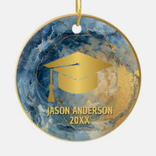 Gold und Blau Benutzerdefinierter Abschluss Schmuc Keramik Ornament
