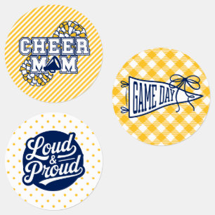 Gold und Blau Cheer Mom Sticker Sheet
