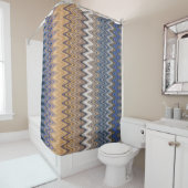 Gold und Blau Elegantes Wavy Muster Duschvorhang (Beispiel)