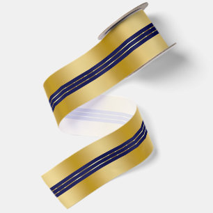 Gold- und Blau-Hintergrund Glänzende Streifen Akze Satinband