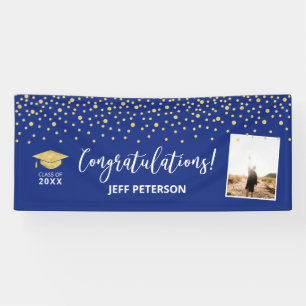 Gold- und Blau-Konfetti-Gratulations-Gratulationsf Banner