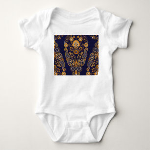 Gold und Blau, nahtlose Blumenmuster. Baby Strampler