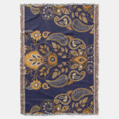 Gold und Blau, nahtlose Blumenmuster. Decke (Vorderseite Vertikal)