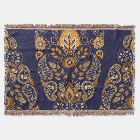 Gold und Blau, nahtlose Blumenmuster. Decke (Vorderseite)