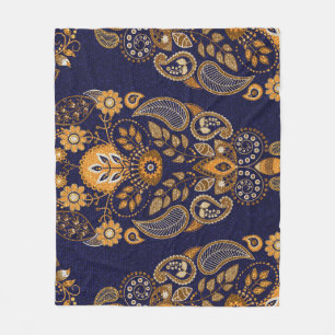 Gold und Blau, nahtlose Blumenmuster. Fleecedecke