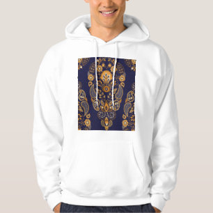 Gold und Blau, nahtlose Blumenmuster. Hoodie