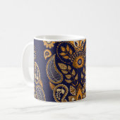 Gold und Blau, nahtlose Blumenmuster. Kaffeetasse (Vorderseite Links)