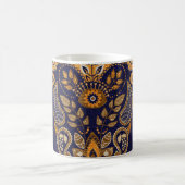 Gold und Blau, nahtlose Blumenmuster. Kaffeetasse (Mittel)
