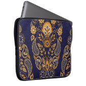 Gold und Blau, nahtlose Blumenmuster. Laptopschutzhülle (Vorne Rechts)
