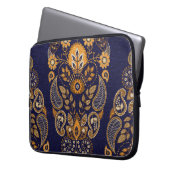Gold und Blau, nahtlose Blumenmuster. Laptopschutzhülle (Vorderseite Links)
